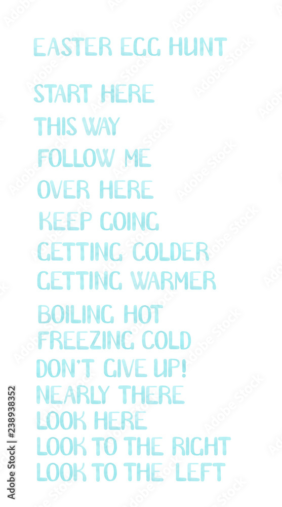 Hand drawn phrases for Easter Egg Hunt. Isolated on white background. The color of letters can be easily changed Hand drawn phrases for Easter Egg Hunt. Isolated on white background. The color of letters can be easily changed