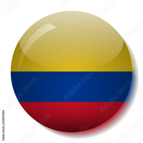 Colombian flag glass button vector illustration