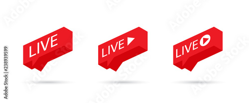 Live Stream sign, emblem, logo. Social media icon LIVE streaming. Speech bubble. Vector illustration.