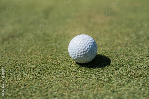 Golf field with white ball