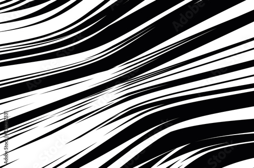Abstract pattern. Texture with wavy, curves lines. Optical art background. Wave design black and white.