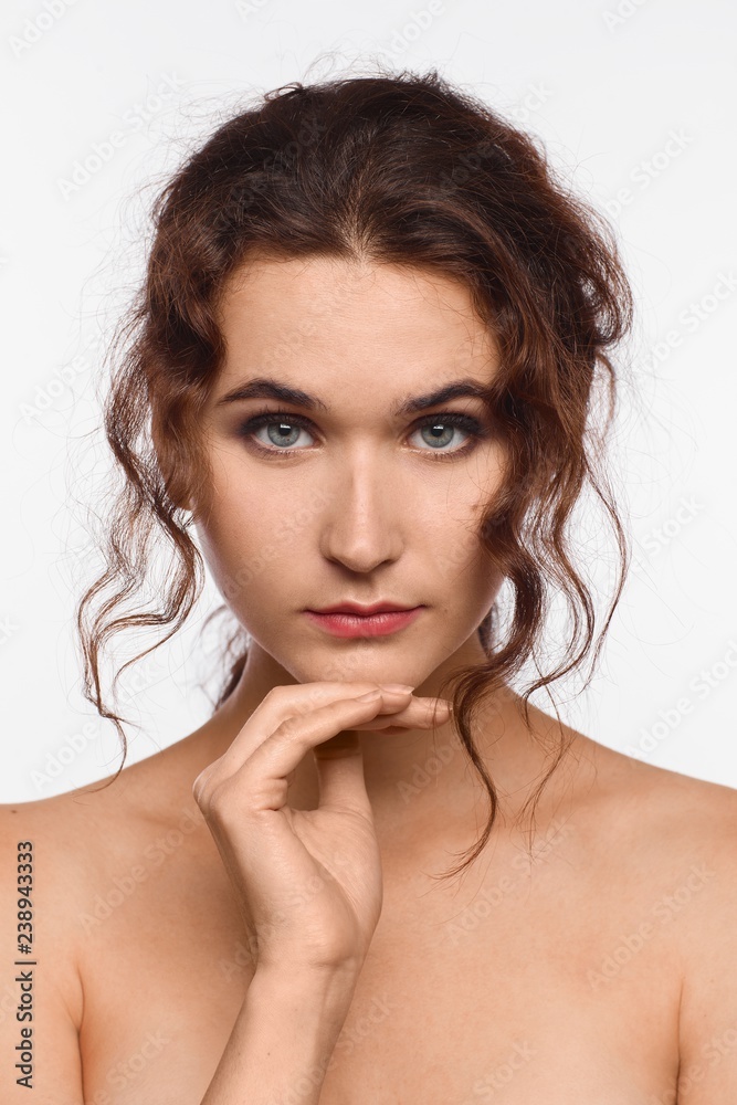 Portrait of an elegant young woman with calm tender emotion Portrait of an elegant young woman with calm tender emotion