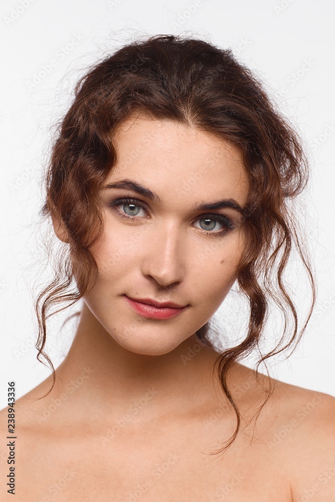 Portrait of an elegant young woman with calm tender emotion Portrait of an elegant young woman with calm tender emotion