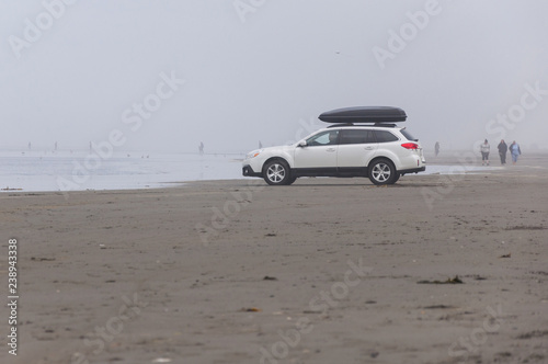 A white SUV in Pacific beach area, Ocean Shores, WA