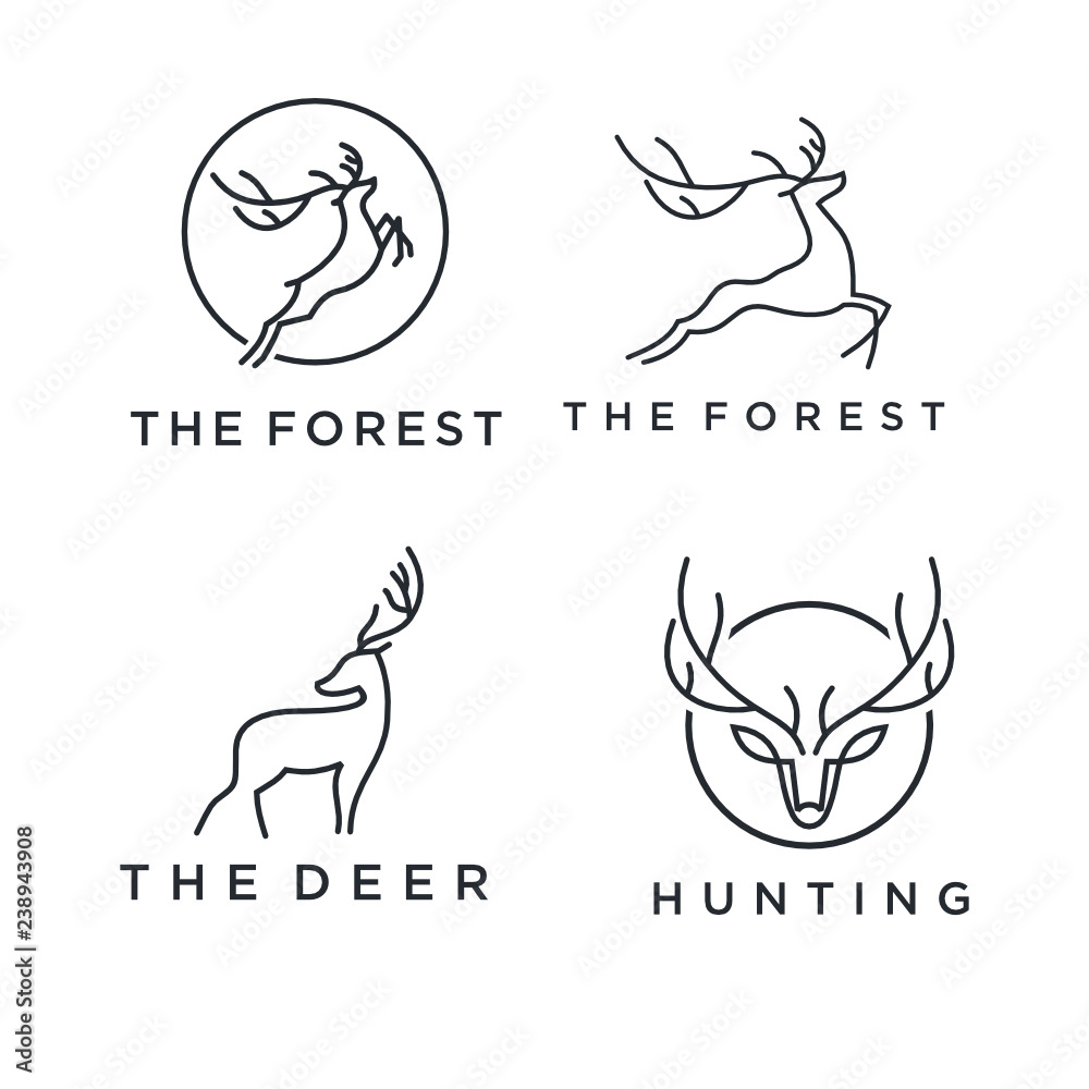 outline deer line art logo vector icon - Vector
