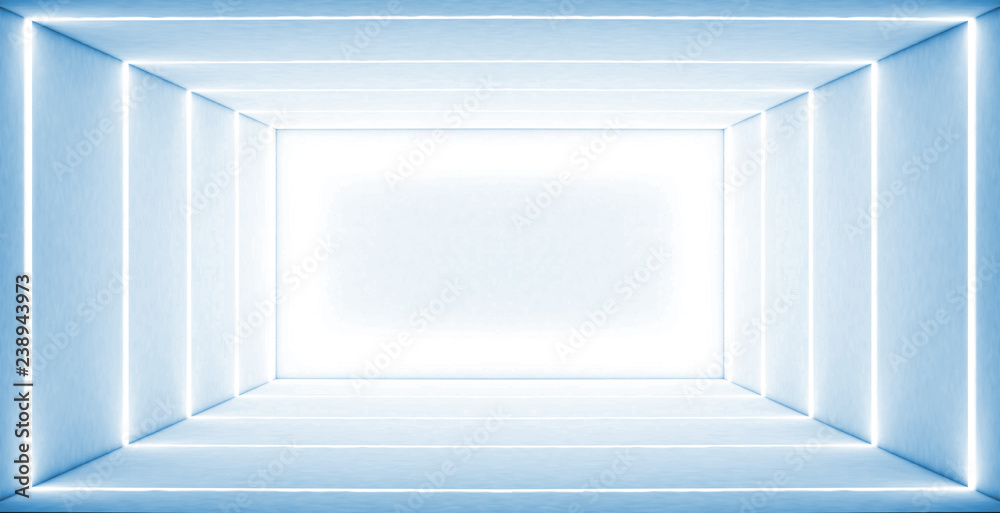 Fototapeta premium White empty room, light lines, white neon. 3D rendering