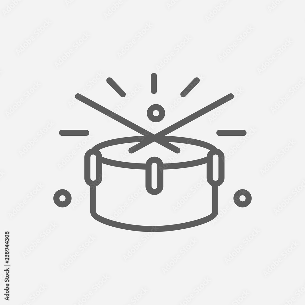 Drums icon line symbol. Isolated vector illustration of icon sign