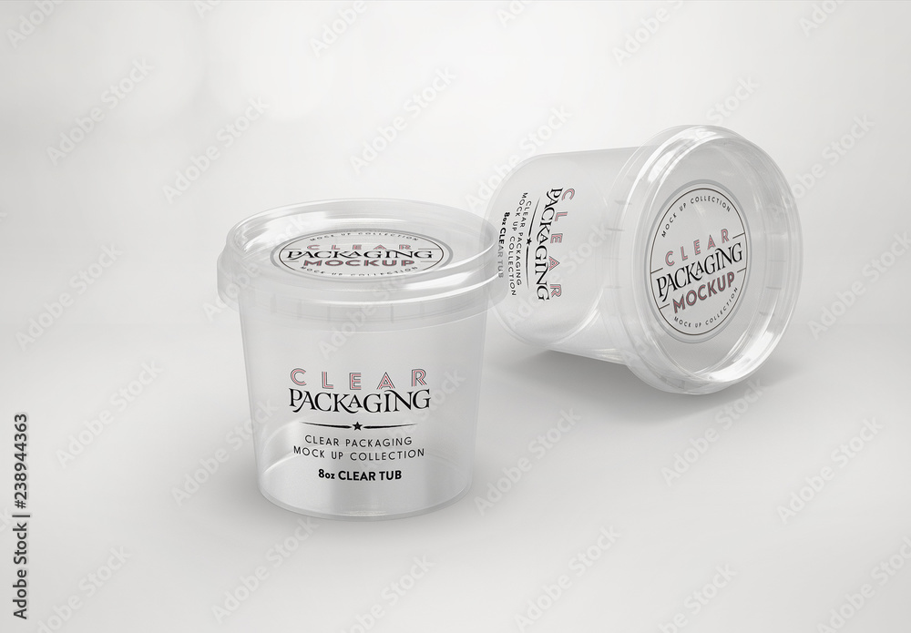 Clear Round Plastic Containers Mockup plantilla de Stock | Adobe Stock