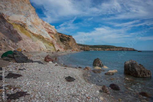 Beautiful and rare natural colors of Firiplaka beach, Milos, Greece photo