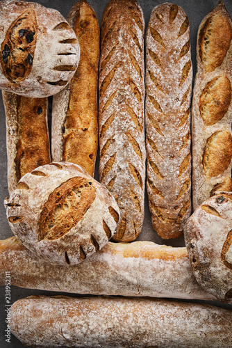 Loaves of artisanal breads