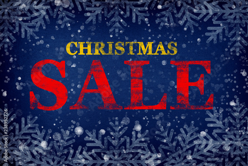 Christmas sale. Sale inscription with snowflakes. Christmas sale banner. Sale banner background for Christmas shopping sale