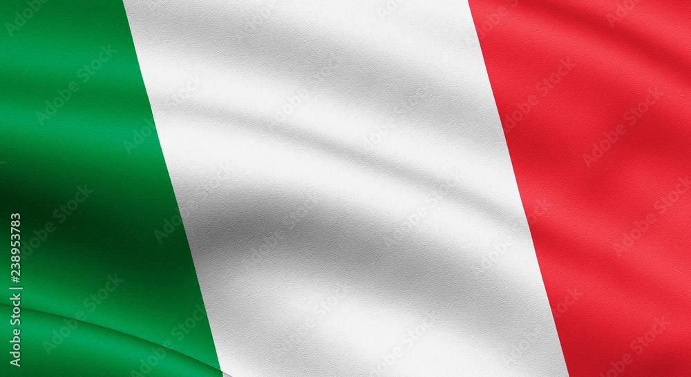 Italy flag blowing in the wind. Background texture. 3d rendering, wave.
