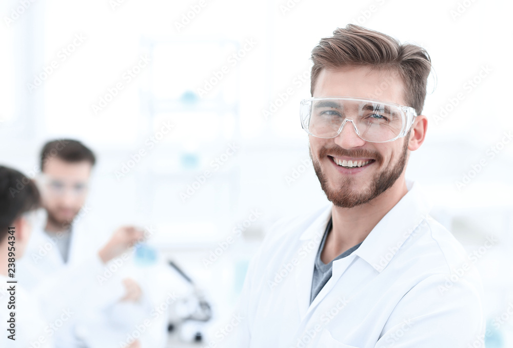 closeup.successful scientist on a light background closeup.successful scientist on a light background