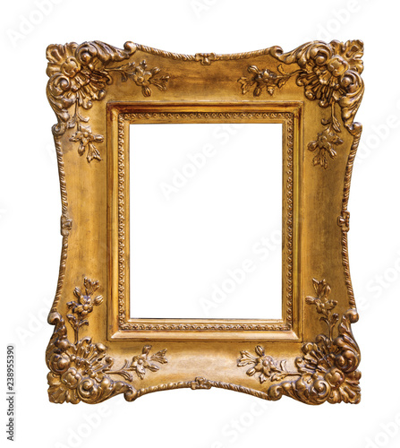 Vintage wooden frame on white background isolated