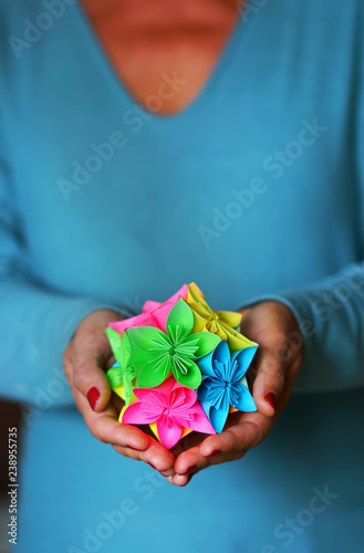 Kusudama origami holding in hands