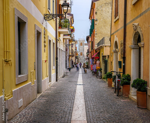 A small colorful street in Bordolino  Italy.