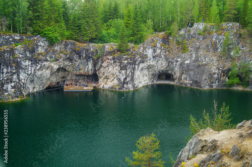 Famous beautiful marble quarry Ruskeala, Karelia photo