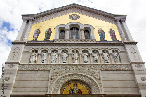 Mosaic on the facade of San Spiridione Orthodox Church in Trieste