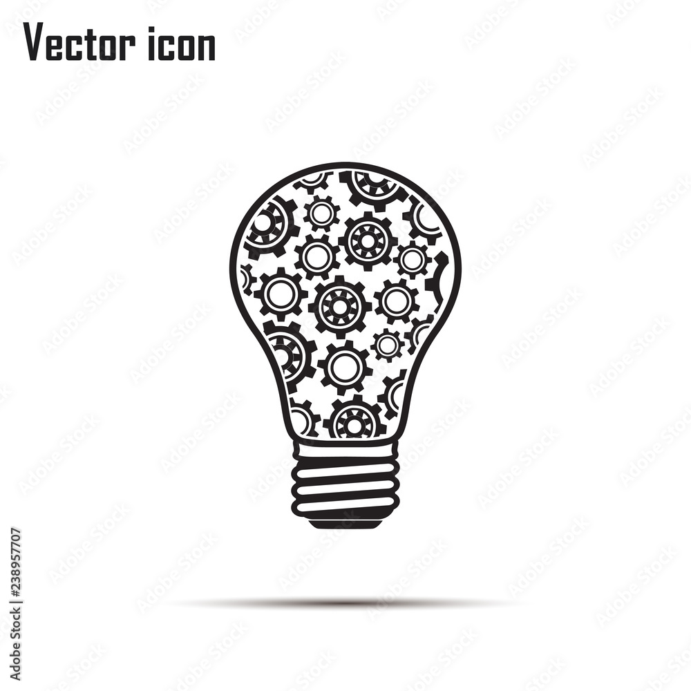Modern Technology Concept , Idea Lightbulb.light bulb with gears and cogs working together Modern Technology Concept , Idea Lightbulb.light bulb with gears and cogs working together
