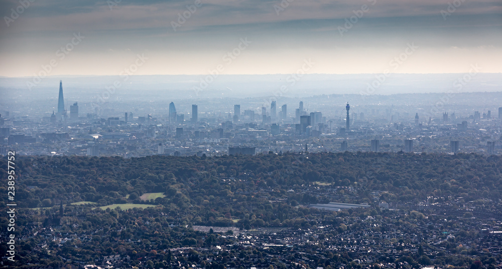 Aerial View of the London Skyline.