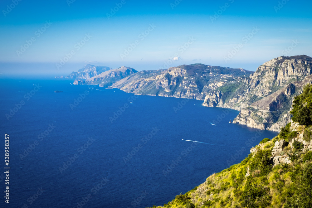 Aerial view of coastline Amalfi, Sorrento peninsula with seaview