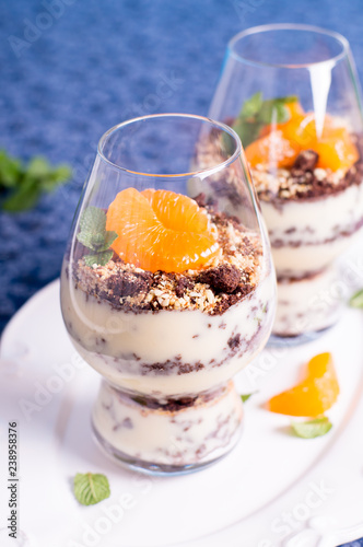 Brownie-nut trifles for two