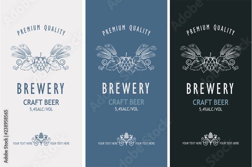 collection of beer labels in retro style