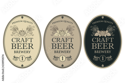 collection of beer labels in retro style