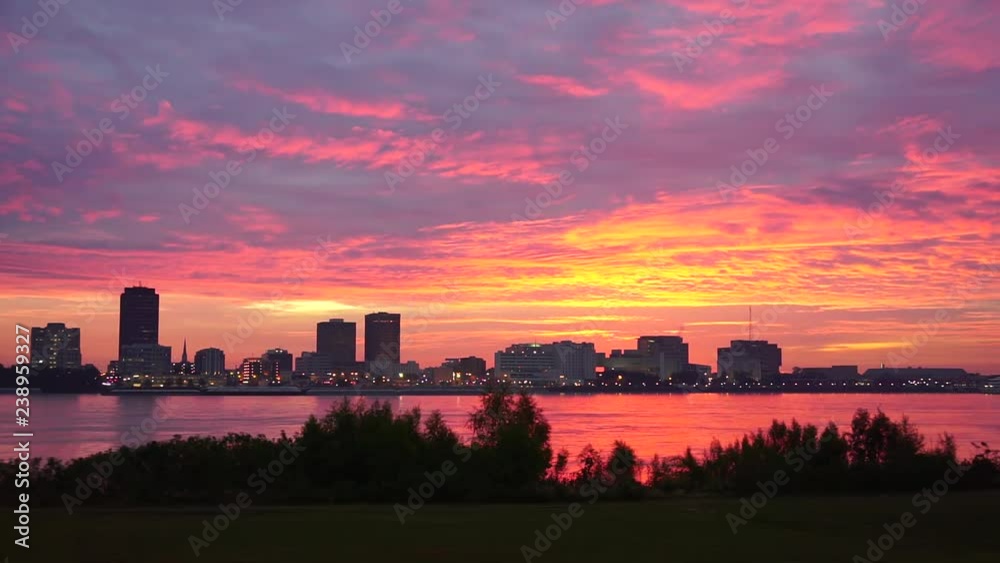 A Colorful Sunrise over Baton Rouge and the Mississippi