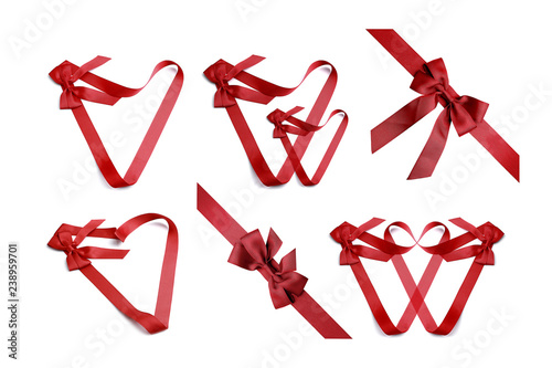 Red ribbon isolated on white background photo