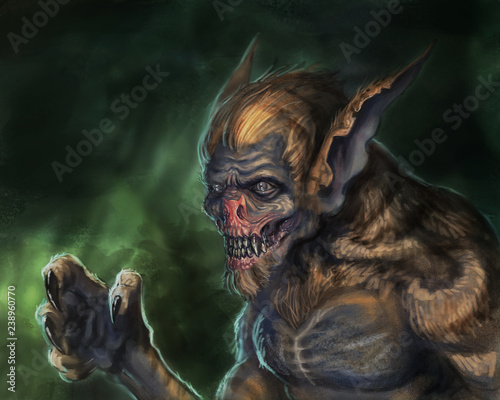 Foto Were Bat creature concept art design - digital fantasy painting
