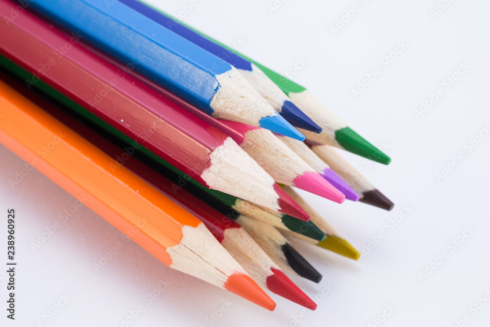 Colored pencils tips closeup Colored pencils tips closeup