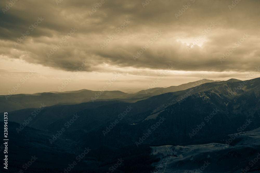 Moody scenerey in mountains
