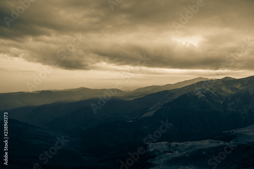 Moody scenerey in mountains