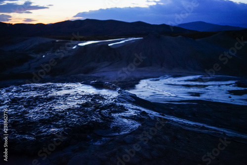 Wallpaper Mural Mud flowing from muddy volcano at night, Berca, Buzau, Romania. Torontodigital.ca