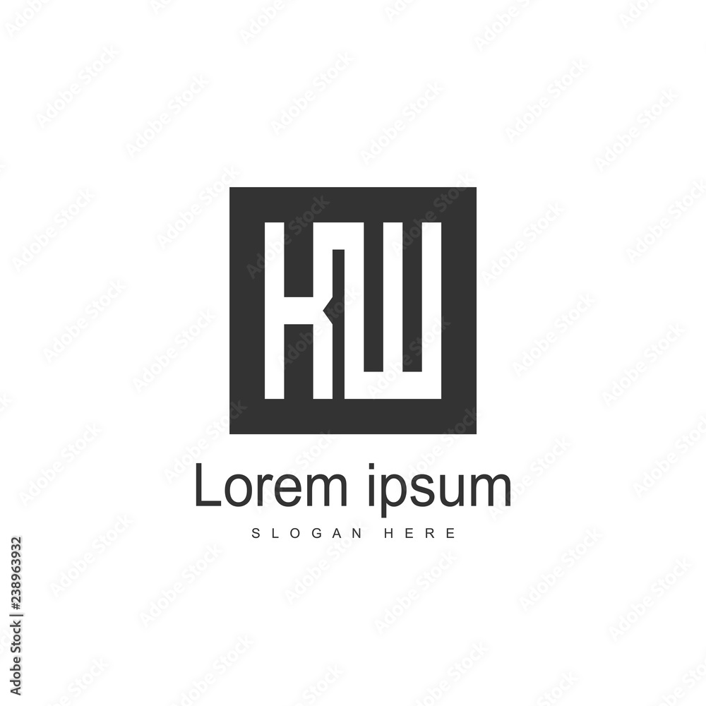 Initial Letter KW Logo template design. Minimalist letter logo
