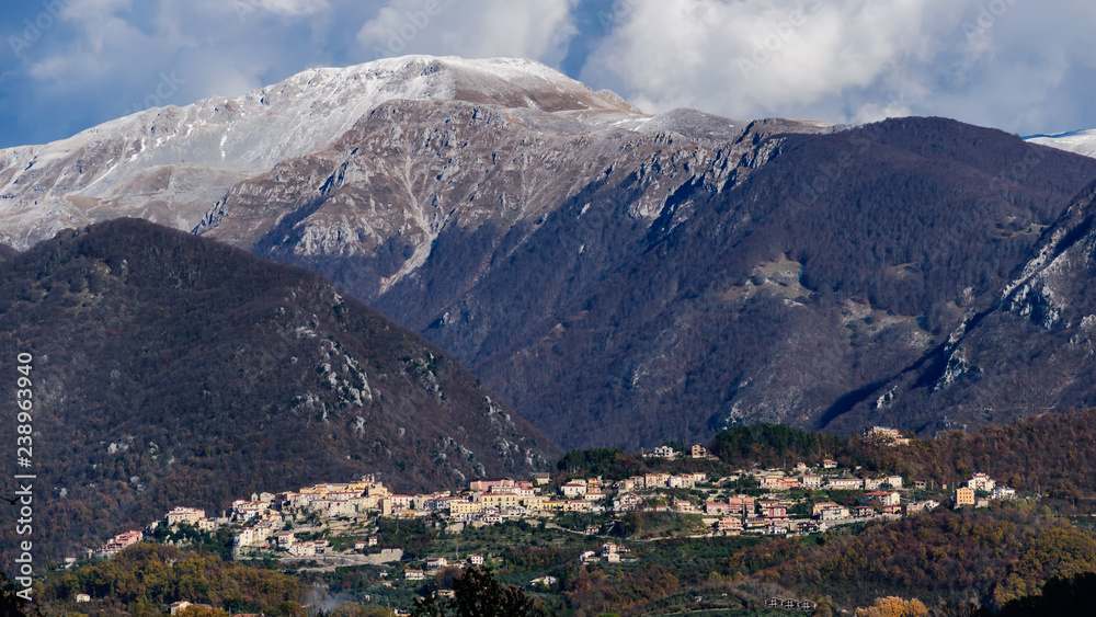 Italian village of Picinisco amid the Apennine mountains of the south-east Lazio region
