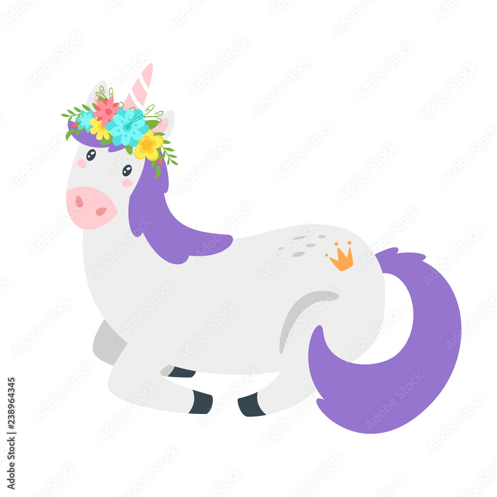 Cute unicorn. Fairytale animal