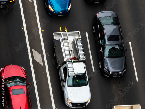 Looking down at traffic