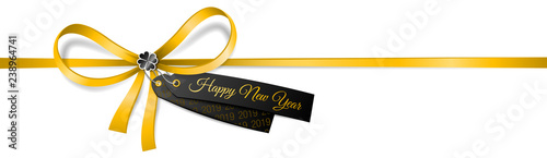 Silvester Schleife gold mit Kleeblatt