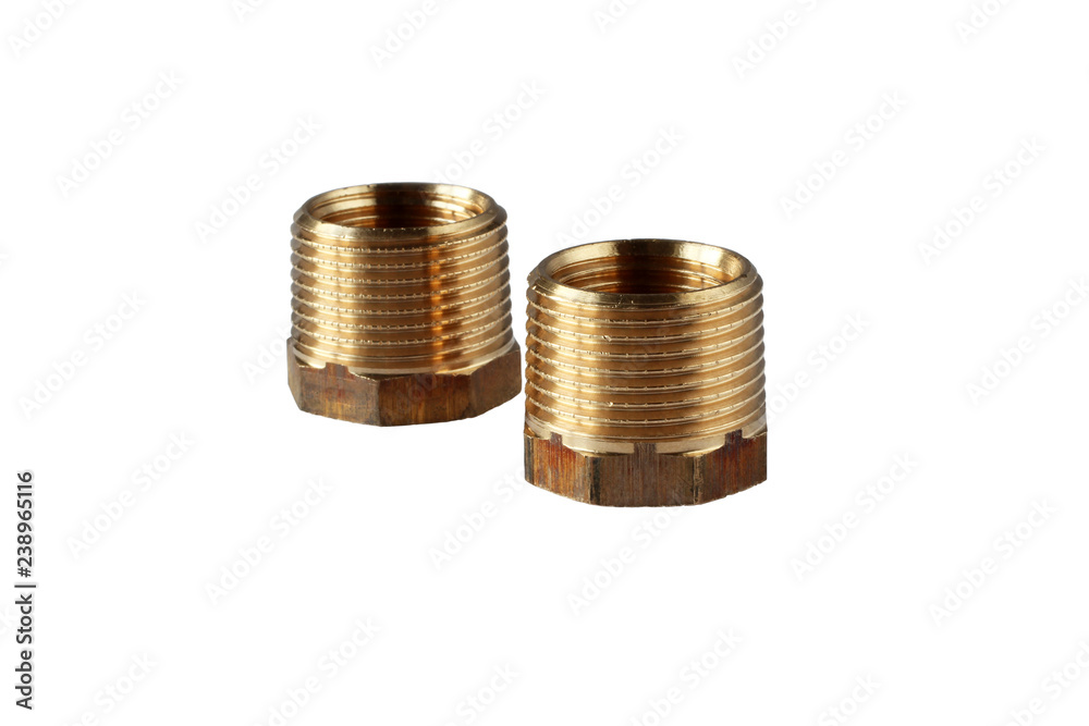 Valves for plumbing isolated on white background. Material - nickel plated brass Valves for plumbing isolated on white background. Material - nickel plated brass