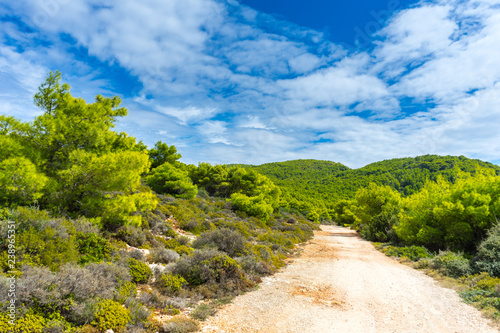 Greece, Zakynthos, Alone on endless hiking trails through green paradise of the island