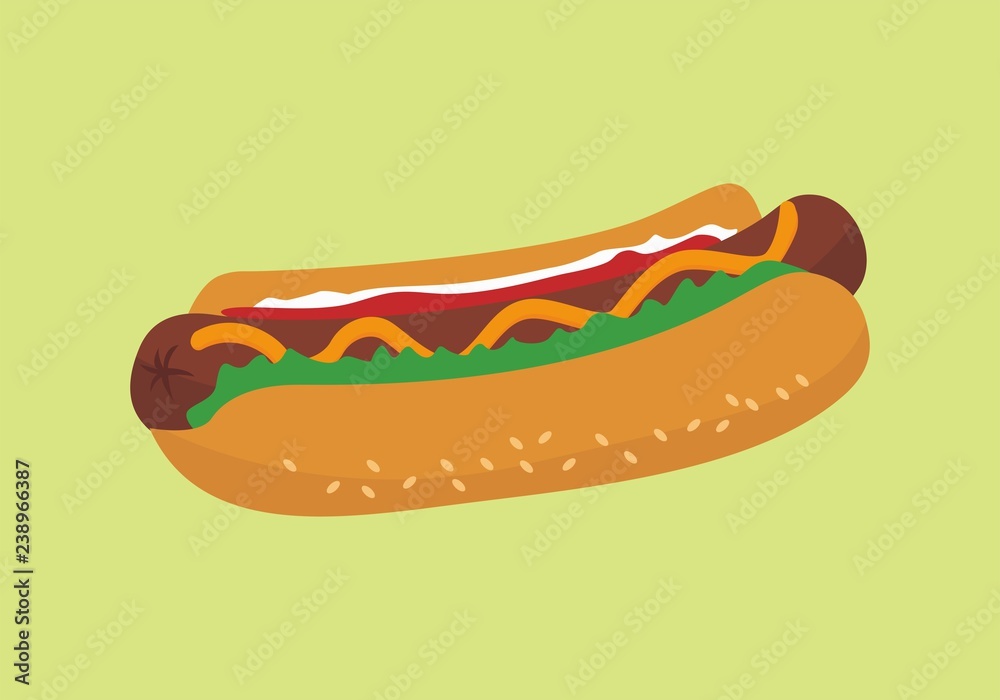 Hotdog vector illustration on isolated background Hotdog vector illustration on isolated background