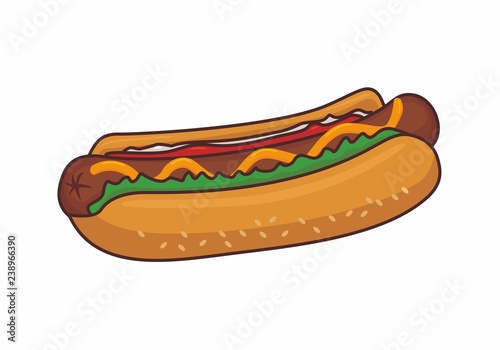 Hotdog vector illustration on isolated background 