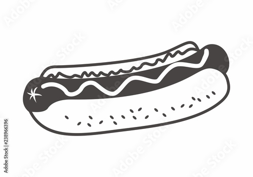 Hot dog vector with one color 