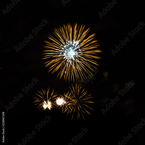 White fireworks isolated on black background