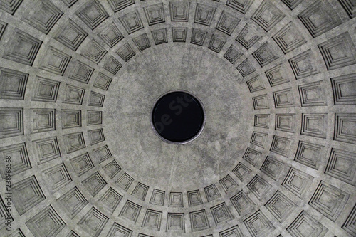 Impressive dome of roman pantheon (built in the 2nd century by emperor Hadrian)