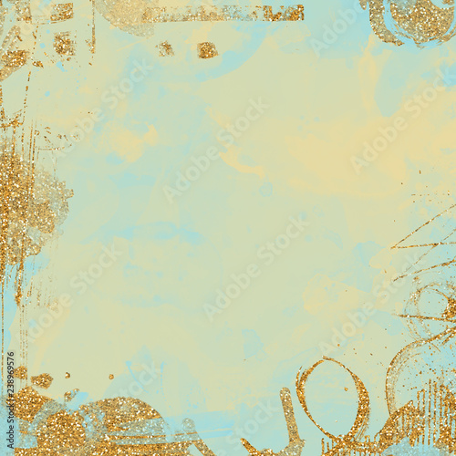 Grungy textured background with a touch of shimmery gold and watercolor. Rough and chic at the same time, perfect to give any project an artsy and bohemian look.