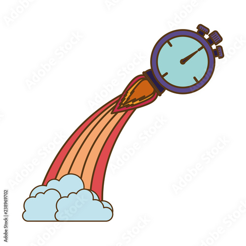 chronometer with rocket isolated icon