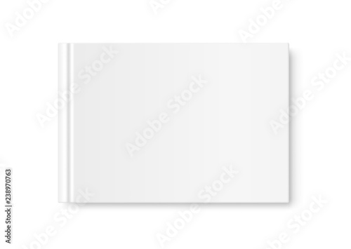 Horizontal closed book mock up isolated on white background. White blank cover. 3D realistic book, notepad, diary etc vector illustration